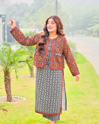 Ajrak Koti digital printed 3 piece EID SALE 50% OFF