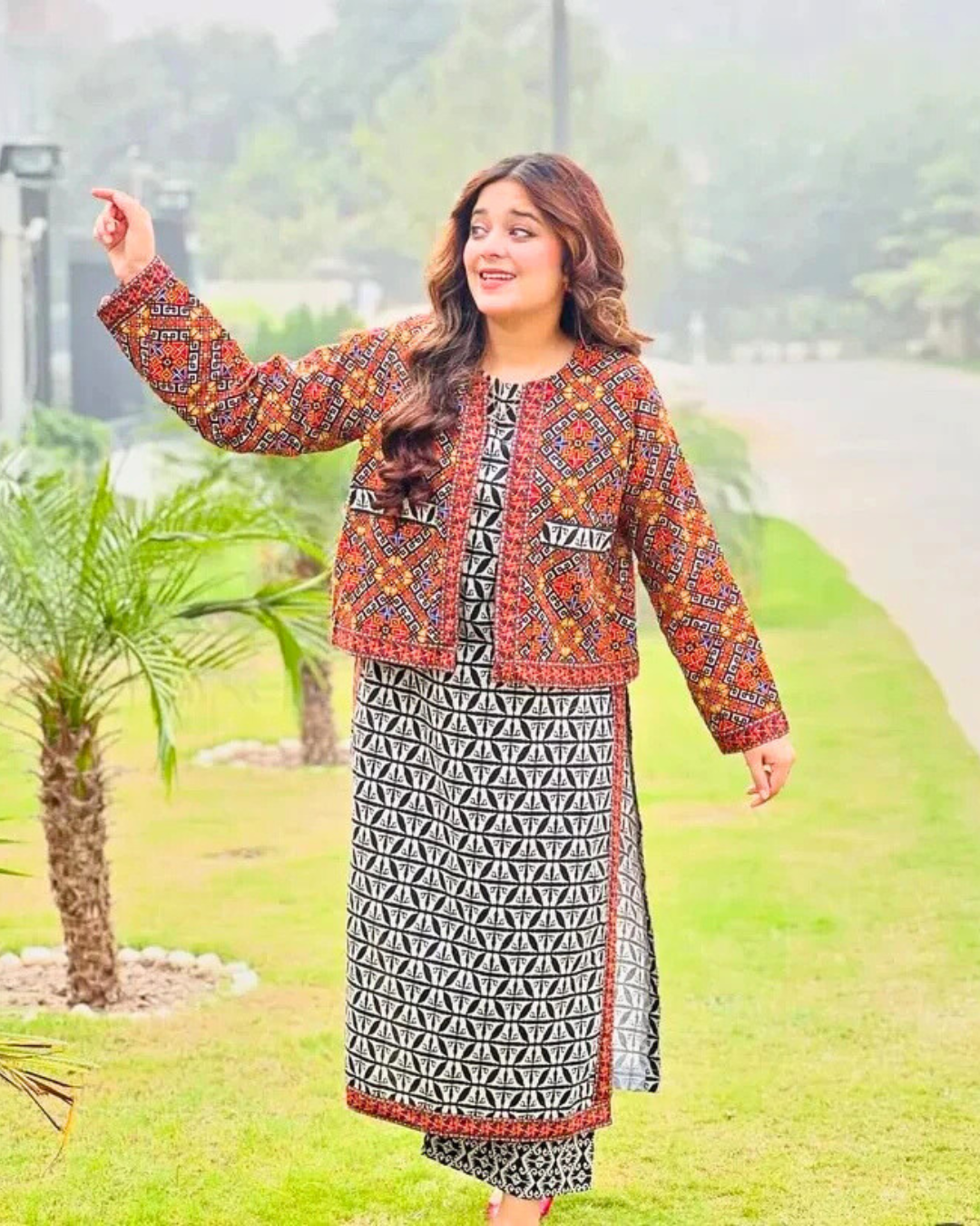 Ajrak Koti digital printed 3 piece EID SALE 50% OFF