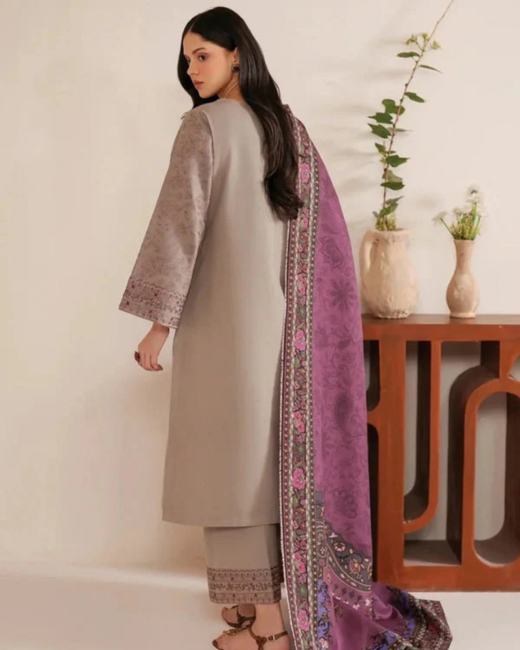 Garnet Embroidered stiched (3 piece) Premium Winter Fabric ZL1001