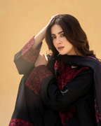 Zaroon Black  Embroidered stitched (2 piece) Premium Winter Fabric