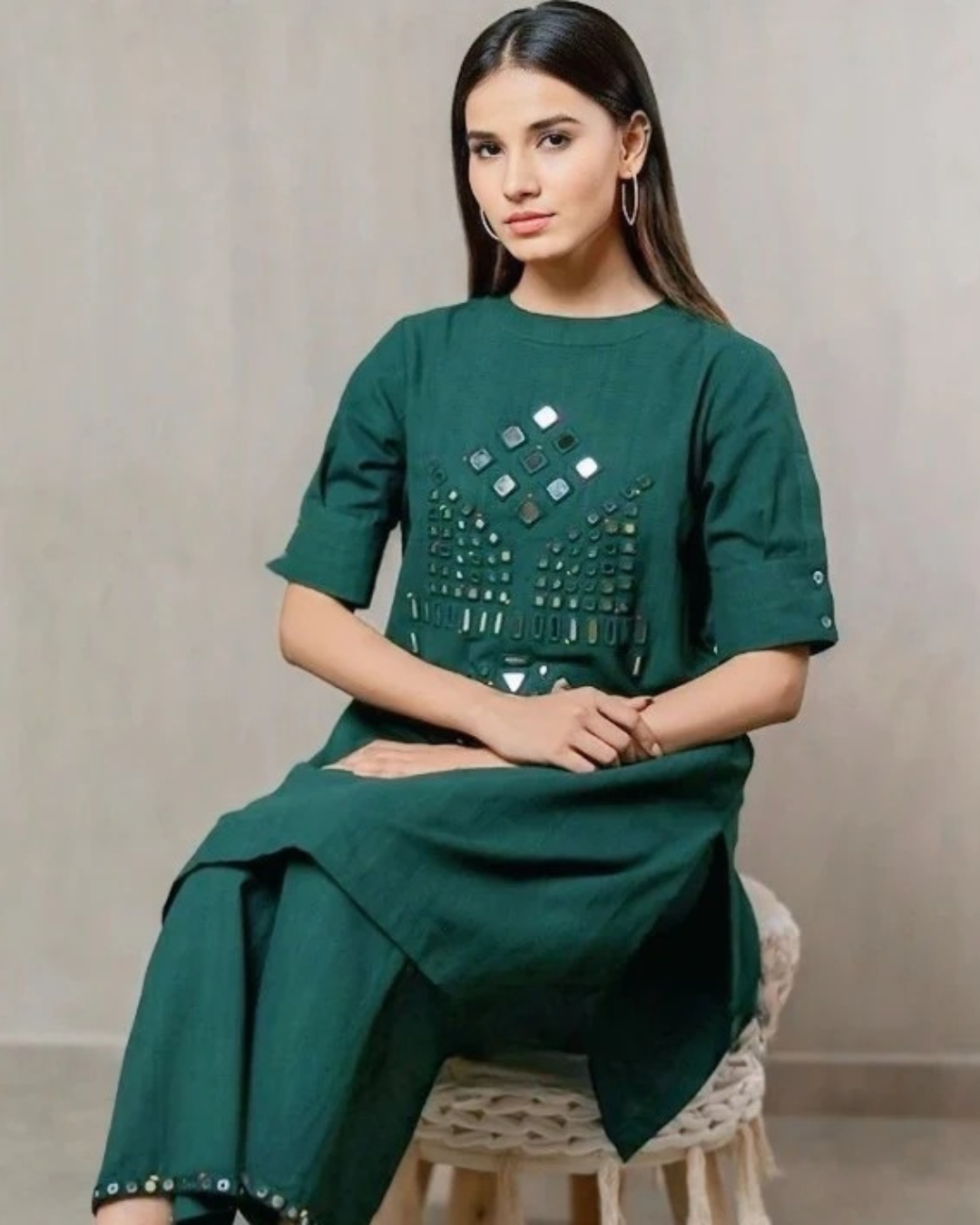 Green Khumar stiched ( 2 piece)