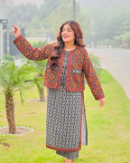 Ajrak Koti digital printed 3 piece EID SALE 50% OFF