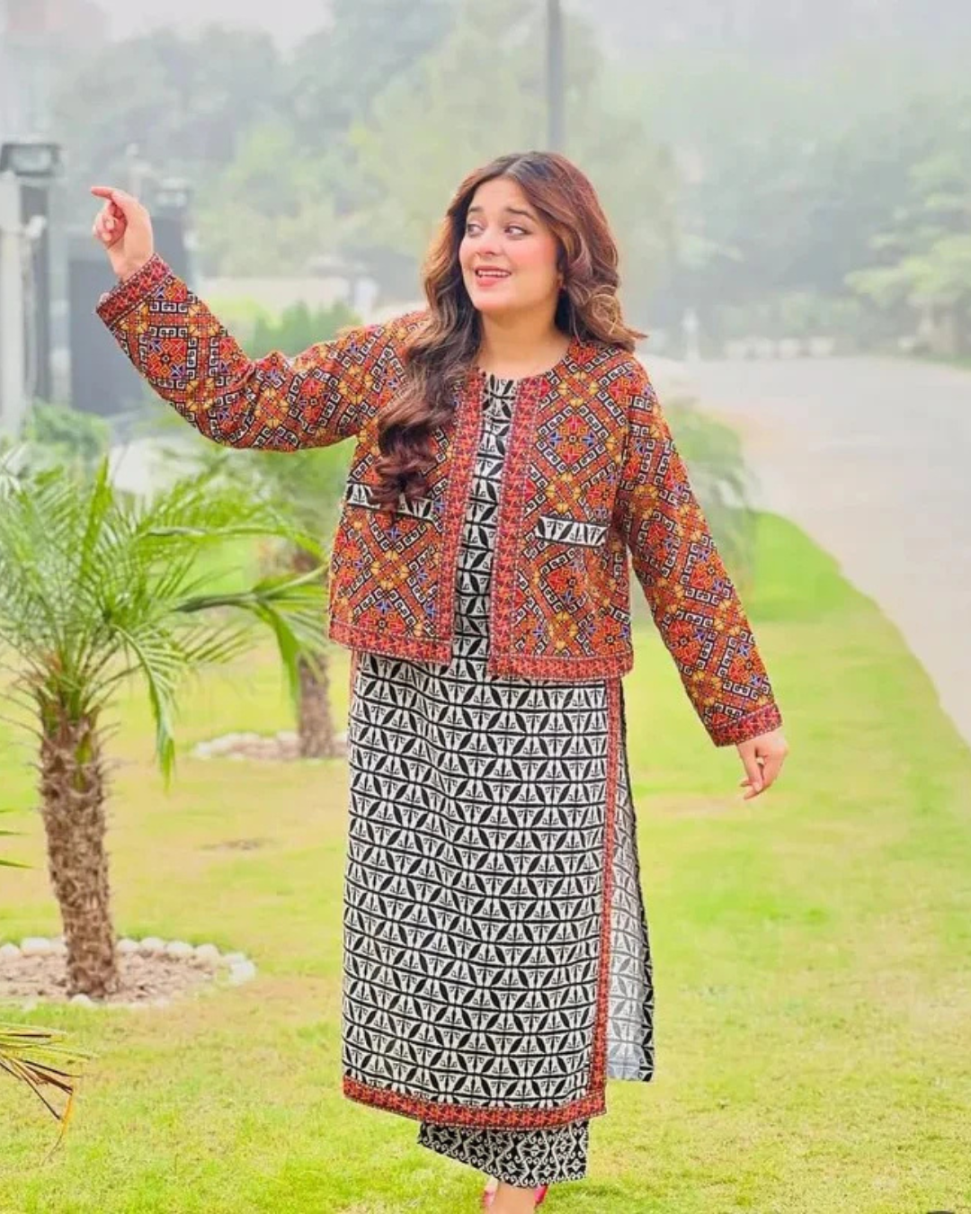 Ajrak Koti digital printed 3 piece EID SALE 50% OFF