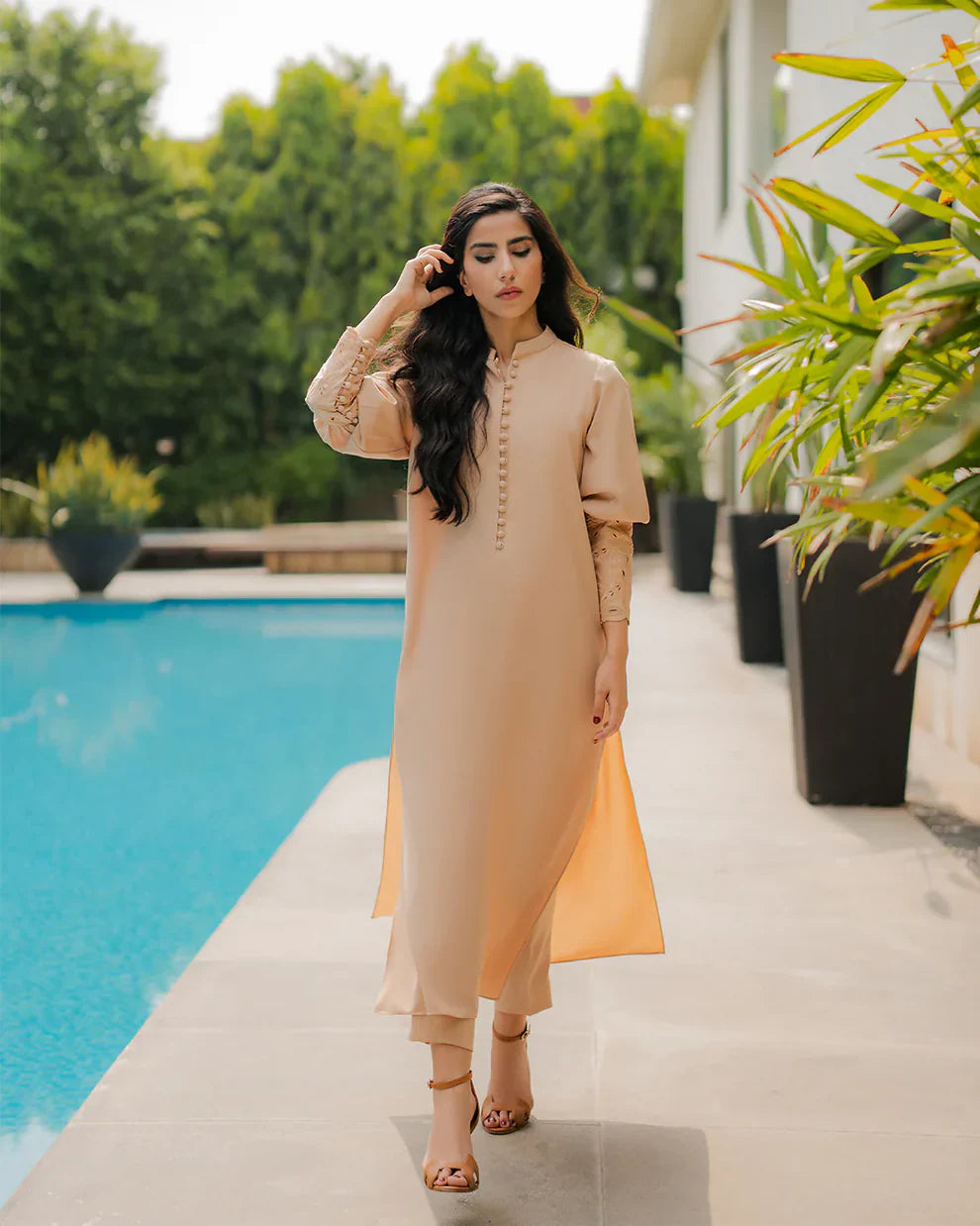 Zoya - Stitched 2pc Beige Venice Set - Premium  Fabric