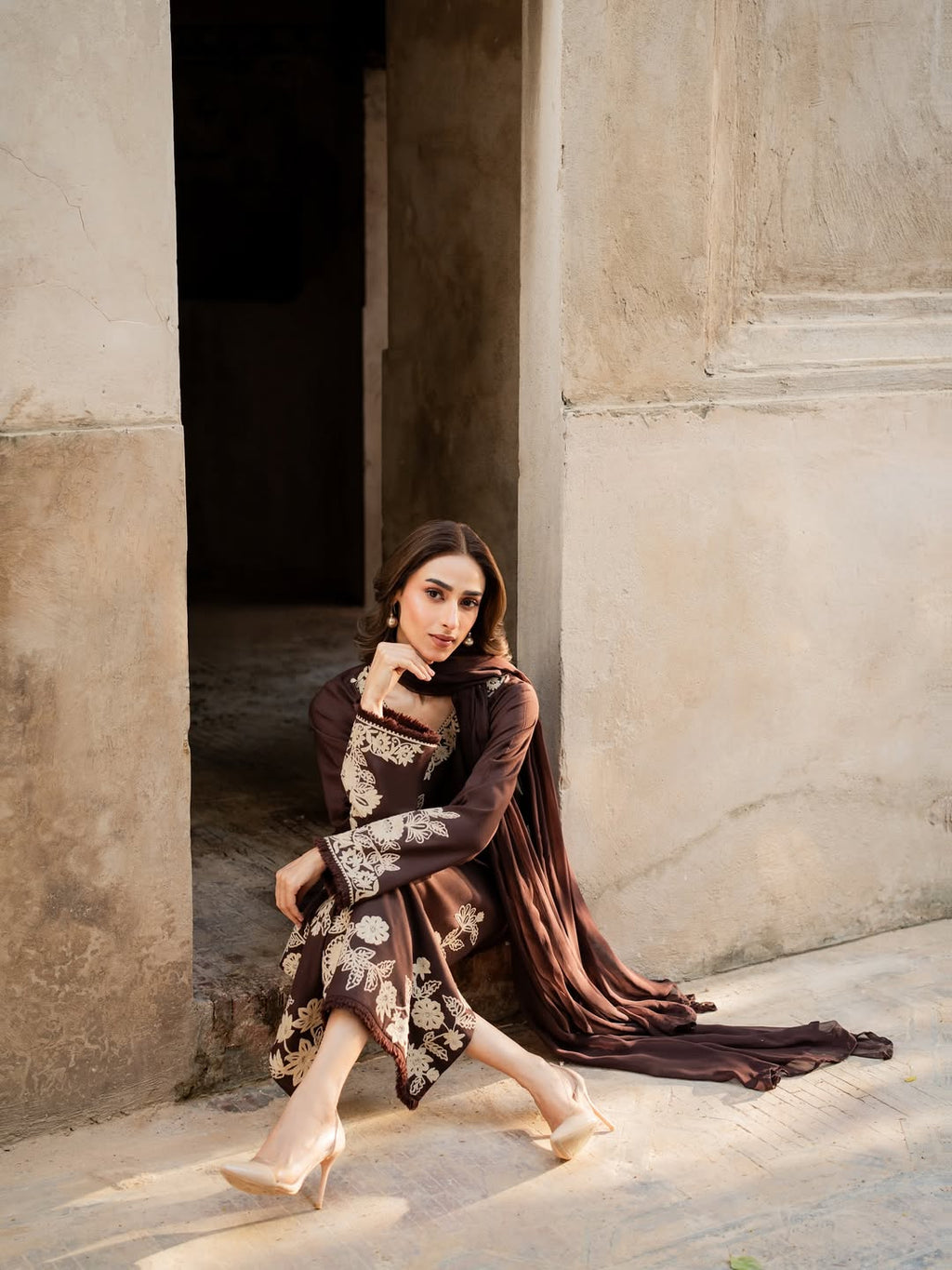 Mahzaib - 3pc Embroidred Suit - Premium Fabric