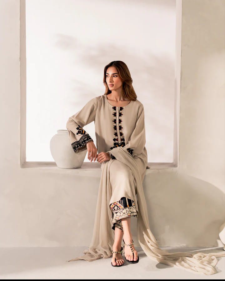 Mashal - 2Pc Embroidered Suit - Premium Summer  Fabric