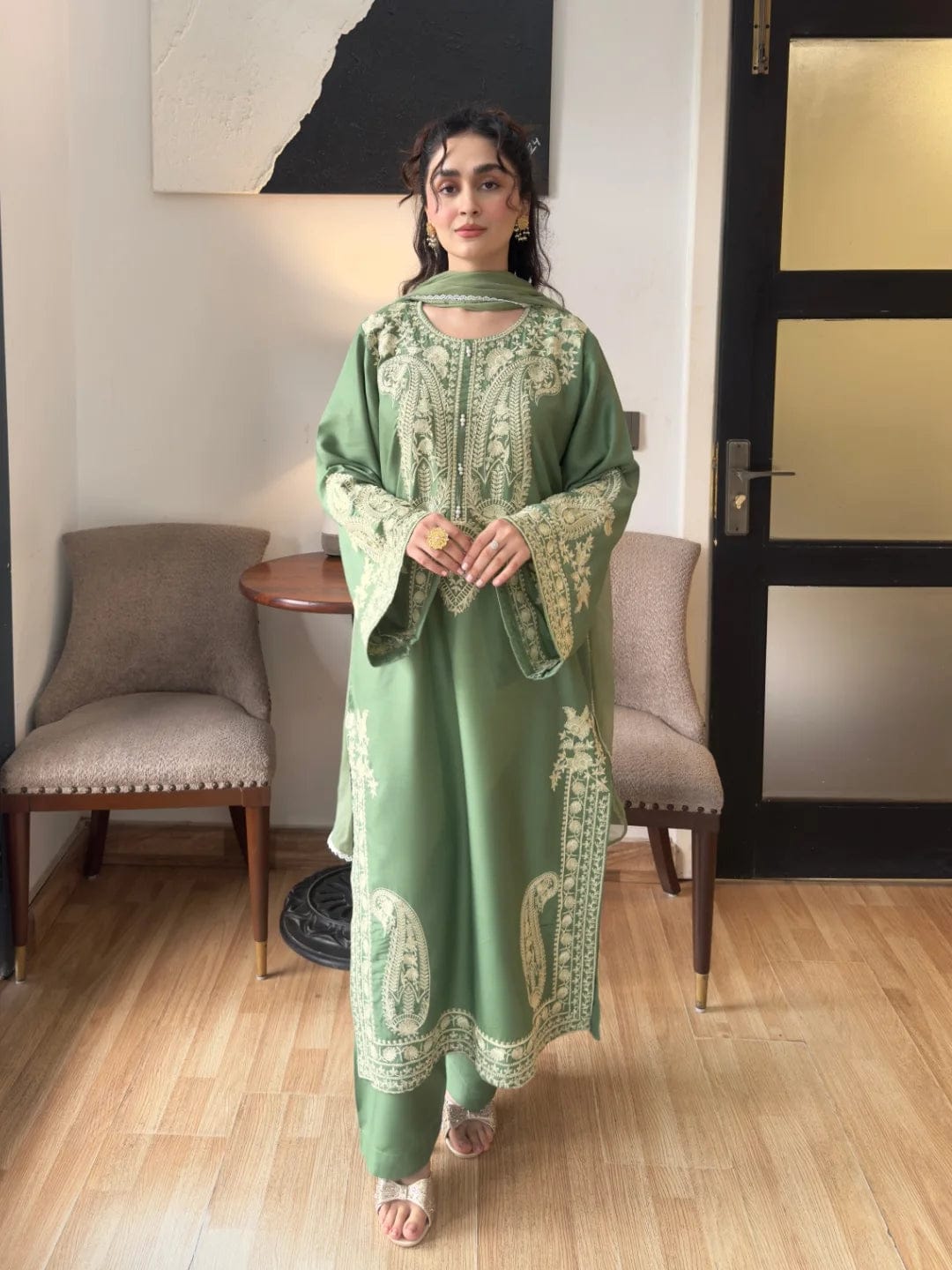 Dastaan- Stitched 3Pc Embroidered Winter Fabric with beautiful duppata