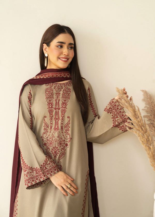 Mehwar Stitched 3Pc Embroidered Summer Fabric with beautiful Duppata