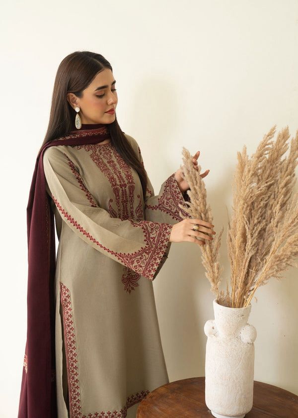 Mehwar Stitched 3Pc Embroidered Summer Fabric with beautiful Duppata