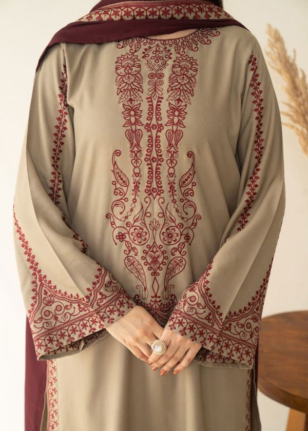 Mehwar Stitched 3Pc Embroidered Summer Fabric with beautiful Duppata